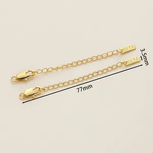 Detailed view of 18K gold plated extension chains with 77mm length and BEYA tags