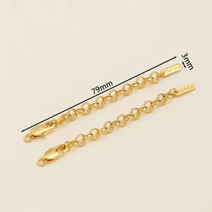 Detailed view of 18K gold-plated extender chain with lobster clasp and 79mm length mark
