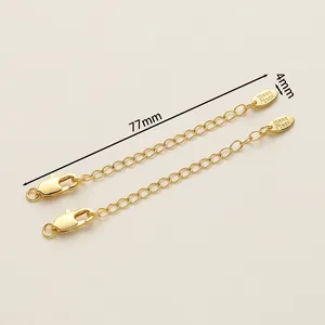 Detail of 18K gold-plated extension chains with lobster clasp and Hand Made tag