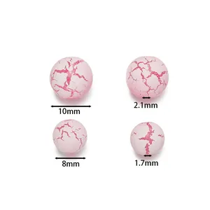 Pink acrylic crackle beads for DIY jewelry making in 8mm and 10mm round sizes