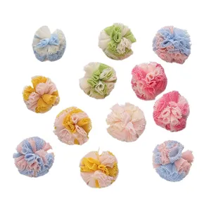 Pompones de tul con encaje de 2,5 cm para accesorios de pelo DIY y decoración de ropa