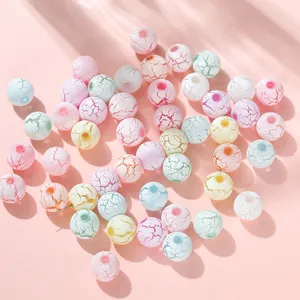 Colorful 8mm and 10mm acrylic crackle beads for DIY necklace and bracelet jewelry making