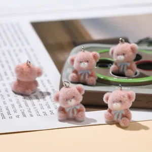 Pendentifs Animaux Dessin Animé 3D Floqués Mignons Ours Chien Canard Breloques Pour Bijoux DIY Porte-Clés Sac À Dos Décoration