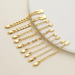 18K Gold Plated Copper Extension Chain DIY Jewelry Findings Lobster Clasp Engraved Tag Queen Elizabeth II Heart Pendant