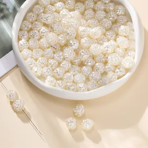 Perle a rosa in resina ABS bianco crema lucido per creazione gioielli fai da te