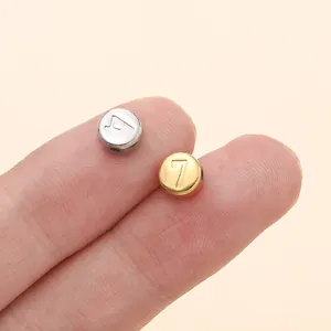 7mm gold and silver stainless steel number 7 charm beads for DIY jewelry making
