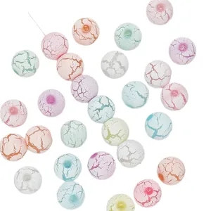 Colorful 8-10mm crackle acrylic beads for DIY jewelry making in assorted macaron shades