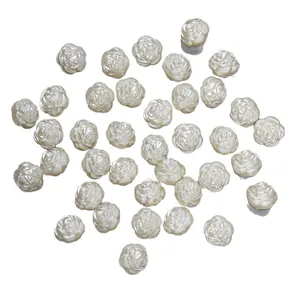 Perline a rosa in ABS bianco lucido per gioielli fai da te e accessori fatti a mano