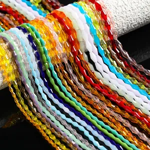 Faceted Rhombus Spindle Glass Loose Beads For DIY Jewelry Making Handmade Bracelets Necklaces Multi Color Glass Beads