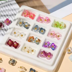 Translucent glass flower pendants for DIY jewelry making in multiple vibrant colors