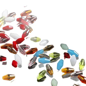 Faceted diamond-shaped crystal glass beads in assorted colors for DIY jewelry making