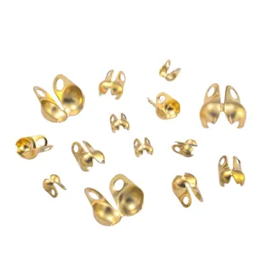 Caches perles à écraser en acier doré de différentes tailles pour bijoux DIY créatifs