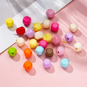 10mm colorful acrylic cube beads with rounded edges for DIY handmade jewelry crafts