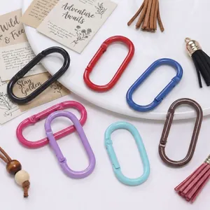 Sechser-Set bunte ovale Federkarabiner für DIY-Schlüsselanhänger und Kletterzubehör