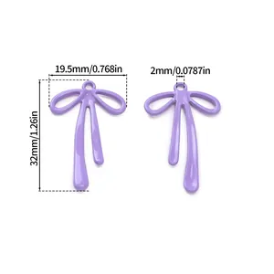 Pendentif nœud en alliage violet pour bijoux DIY avec dimensions 32mm par 19,5mm