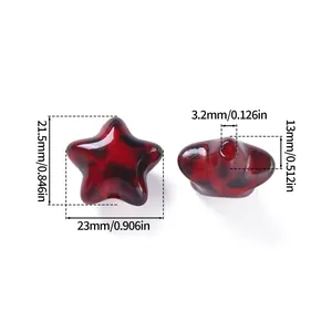 Dimensioni dettagliate della perla a stella in acrilico maculato rosso per fai da te