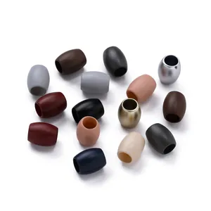 Macro shot of colorful cylindrical matte acrylic spacer beads for DIY phone chains