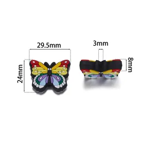 Colgante de mariposa de PVC arcoíris 29,5x24x8mm para creación de joyas DIY