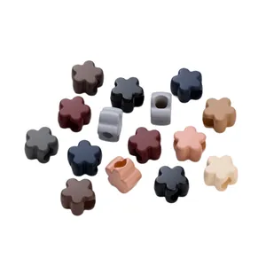 Matte acrylic flower beads in earth tones for DIY jewelry making and phone charms