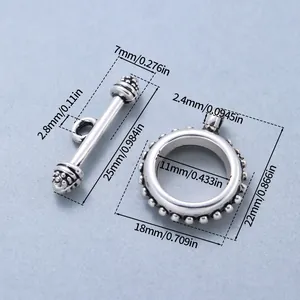 Detaillierte Größenangaben für OT-Knebelverschluss aus Zinklegierung für DIY-Schmuck