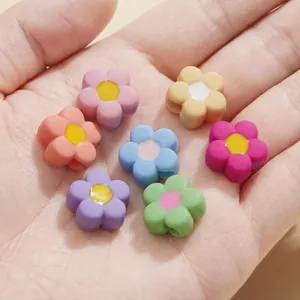 Colorful macaron acrylic flower beads for DIY handmade bracelets and jewelry making
