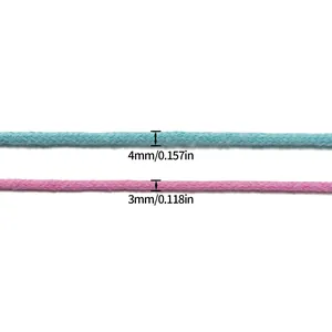 Comparaison de cordons en coton tressé 3mm et 4mm bleu clair et rose pour artisanat