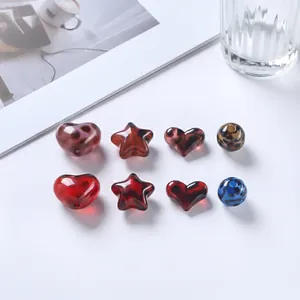 Perle in acrilico trasparente con stampa leopardata a forma di cuore, stella e sfera per fai da te