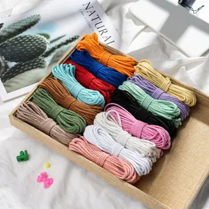 Lot de 14 couleurs de cordons en coton tressé 3mm en panier pour bricolage et déco