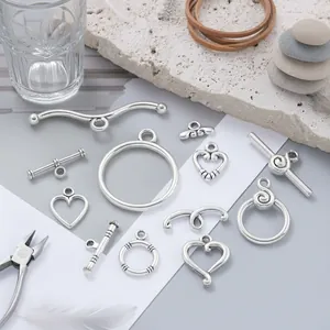 Zinklegierung Antik-Silber Knebelverschluss OT Schnalle Verbinder DIY Schmuckherstellung Für Armband Halskette Herz Spiral Stil
