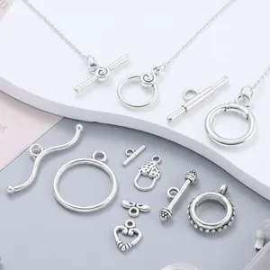 Knebelverschlüsse aus Zinklegierung in Altsilber für DIY-Schmuckherstellung im Set