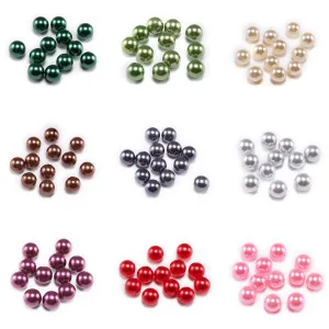 Colorful round ABS imitation pearl beads in nine vibrant shades for DIY jewelry making