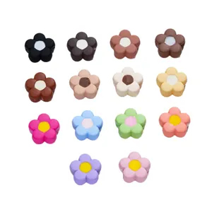 Colorful matte acrylic flower beads for DIY jewelry making in various macaron colors