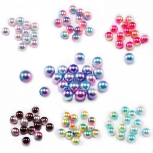 Macro shot of colorful ABS gradient pearls for DIY jewelry and garment accessories