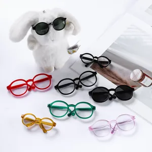 Mini retro round glasses set in assorted colors for cotton dolls and plush toys