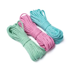 Détails de cordons en coton tressé de 3 mm en vert menthe, rose et bleu ciel pour bricolage