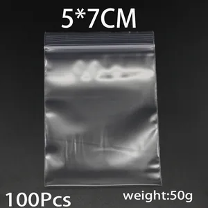 Λεπτομέρεια macro από διαφανή σακουλάκια PE 5x7cm με κλείσιμο, συσκευασία 100 τεμαχίων