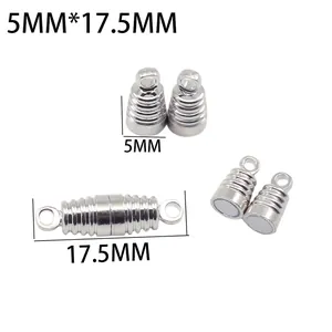 Zylindrische 5mm silberne Magnetverschlüsse für DIY Edelstahlschmuck und Armbandherstellung