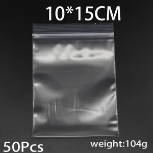 Διαφανείς τσάντες PE με κλείσιμο zip 10x15cm 50τμχ 104g για ρούχα και κοσμήματα
