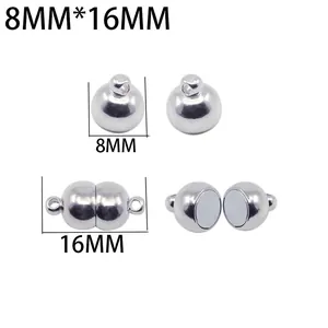 Detailansicht silberner Magnetverschlüsse für Schmuck, 8mm Durchmesser und 16mm Länge