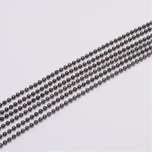 Detail view of parallel dark gunmetal beaded chains for DIY jewelry necklaces