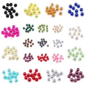 Multi-colored round ABS faux pearl beads set for jewelry making and craft accessories