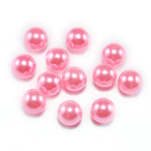 Polished round pink ABS imitation pearls for DIY jewelry making and craft supplies