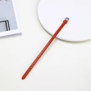 8mm adjustable bright orange snakeskin pattern PU strap with silver metal buckle