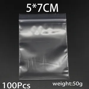 Διαφανείς σακούλες PE με φερμουάρ 5x7cm για κοσμήματα σετ 100 τεμαχίων 50g