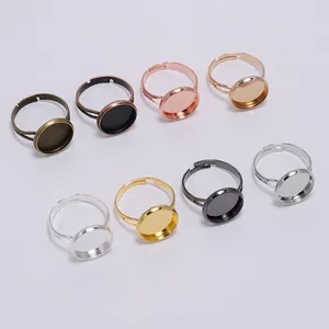 Detailed view of eight assorted metallic colors for DIY adjustable round ring bases