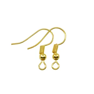 Goldene Fischhaken-Ohrringe mit Spirale und Perle für DIY-Schmuckherstellung Zubehör