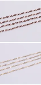 Macro detail of copper and gold cable chains for DIY jewelry making and necklaces
