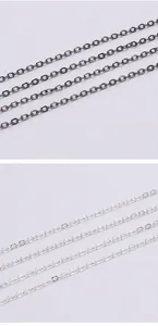 Detail of silver and gun black oval link metal chains for DIY jewelry making
