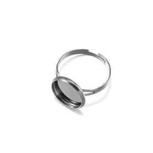 Silver vintage adjustable ring base blank for DIY gemstone jewelry making 10pcs pack