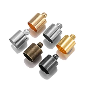 Assorted metallic cord end caps in gold and silver for DIY jewelry making and crafts